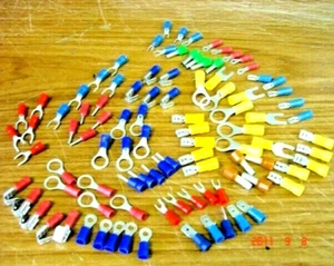 MIXTURE BAG OF 100 TERMINAL / FORK / PIN/ RING/ PUSHON /PIGGY BACK - Picture 1 of 1