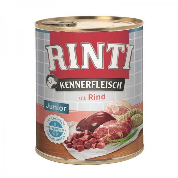 Rinti Kennerfleisch mit Rind Junior Hunde Nassfutter-Dose 800g