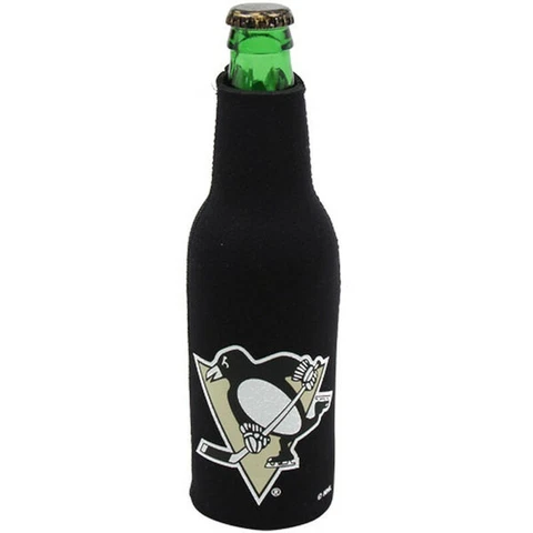 Pittsburgh Penguins NHL Black Zippered 12oz. Bottle Koozie Cooler Cover