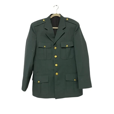 Blazer Everfit 40L Vintage Verde Ejército Servicio Militar Chaqueta Tono Dorado Herrajes Foto 1 de 4