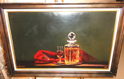 Hennessy Coñac Original Prohibición Aceite Comedor Bar Cueva Firmado MW Huggins Foto 1 de 4