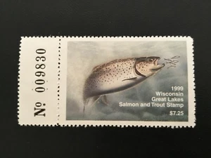 ICOLLECTZONE US 1999 Wisconsin Plate # Single Salmon Stamp VF NH - Picture 1 of 1