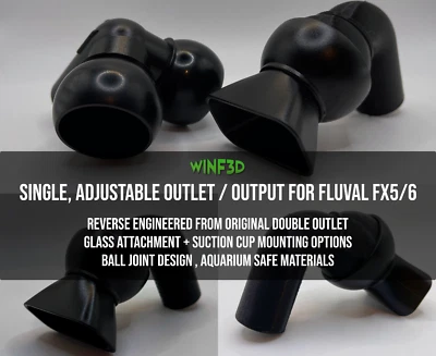 WINF3D Einzelne Steckdose & verstellbare Strahldüse für Fluval FX5 FX6 Außenfiltersysteme