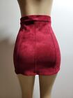 PERSUN Faux Suede Size S Red Casual Skirt Buttons Down NWT #H