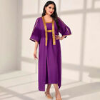 Ramadan Open Abaya Kimono Muslim Abaya Women Dubai Kaftan With Inner Dress 2Pcs