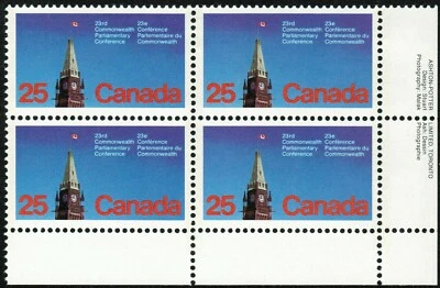 Canada sc#740 Parliamentary Conference, LR Imprint Block, Dull paper, Mint-NH - Image 1 of 2