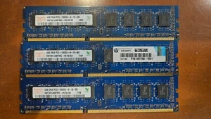 Lot of 3 4GB DDR3 PC3-10600 1333MHz DIMM Memory RAM (HP 497158-W01) - Picture 1 of 1