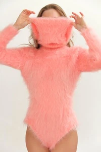 Body SuperTanya Rosa Mohair con Cuello Tortuga Extra Largo Listo para Enviar Talla M - Imagen 1 de 7