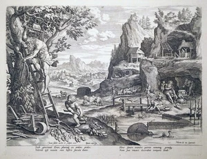 Kupferstich, Set und Enosch,  M. de Vos/ J. Sadeler, 1586, Hollstein 31 - Bild 1 von 8