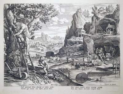 Kupferstich, Set und Enosch,  M. de Vos/ J. Sadeler, 1586, Hollstein 31 - Bild 1 von 4