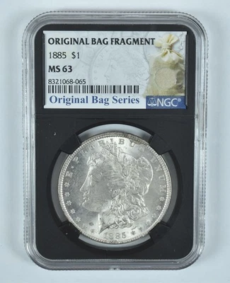 1885 Morgan Silver Dollar Original Bag Fragment MS63 NGC *9034 - Image 1 of 4