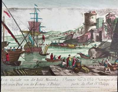 Insul Minorrka Menorca Spanien Balearen, Guckkastenblatt 1780 - Bild 1 von 4