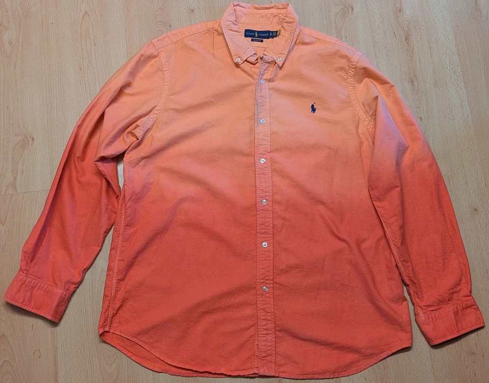 Polo Ralph Lauren Orange Tie-Dye Mens Long Sleeve Shirt - Size XL - Image 1 of 1