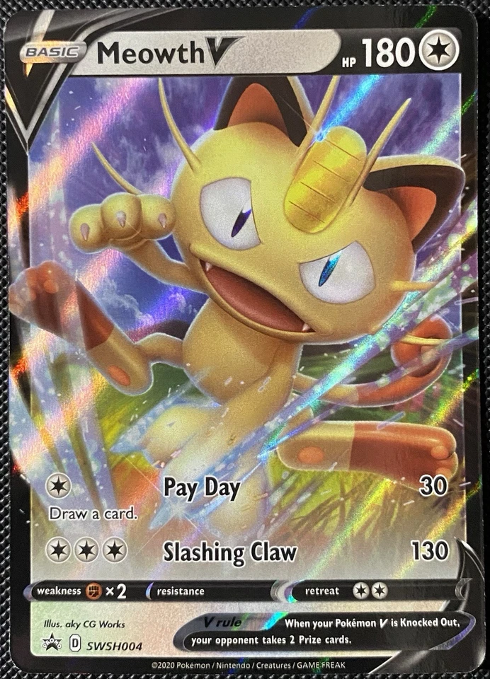 Meowth V SWSH004 SWSH: Sword & Shield Promo Cards Holo - Pokémon Card - Image 1 of 2