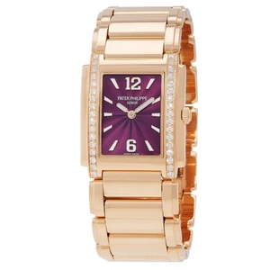 Patek Philippe Twenty-4 Quartz Diamond Purple Dial Ladies Watch 4910-1201R-010 - Picture 1 of 3