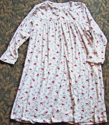 Camisón polar elástico Aria 2X manga larga blanco con yugo Henley Cardenales rojos Foto 1 de 4