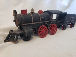Vintage Gusseisen #50 Zug Lokomotive & Kohletender Kohlewagen - Bild 1 von 11