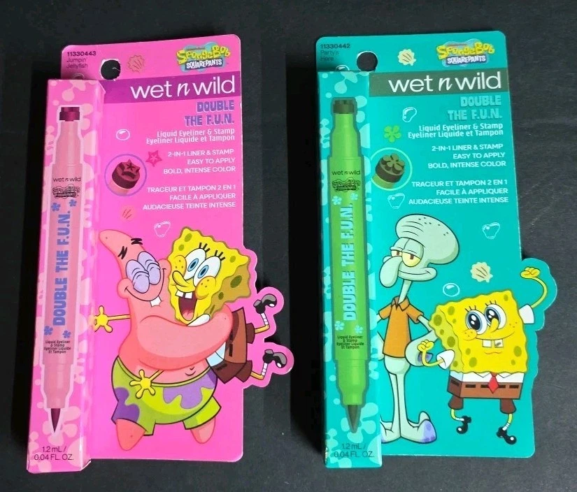 Wet N Wild SpongeBob Double the FUN Liquid Eyeliner & Stamp 2 Pc Set NEW - Image 1 of 4