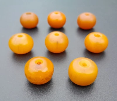 Lot x 8 Perles Ambre Berbère Ancien Bijou Afrique Résine Copal Beads 19mm 29gr - Photo 1/4
