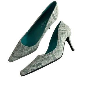 Shoes of Prey Womens Shoes Heels Pumps Size 39.5 Lace Over Gray Wedding - Picture 1 of 10
