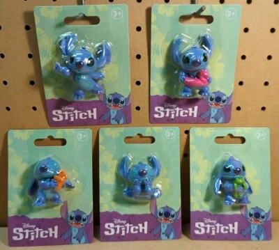 Disney Stitch 5 Micro Toys Figures Cake Toppers Lilo And Stitch ￼Complete ￼Set - Image 1 of 4