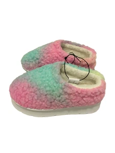 Stivaletti ciabatte LOVE 83 Little Kids Sherpa Teddy arcobaleno soffici taglia 12 nuovi con etichette - Foto 1 di 6