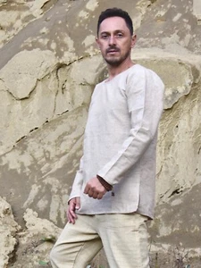 Hemp Shirt 100% Hemp Handwoven Long Sleeve Top - Picture 1 of 5