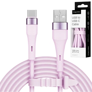 Kabel USB - USB typu C 1 m 15W silikonowy różowy Kruger&Matz Basic - Zdjęcie 1 z 4