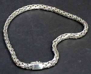 STUNNING! Vintage 925 STERLING SILVER Heavy Thick WOVEN BRAIDED 16" 8mm NECKLACE - Picture 1 of 10