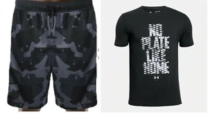 Under Armour Boys Size Small Shorts & Medium T-shirts ~ Camouflage $65 - Picture 1 of 4