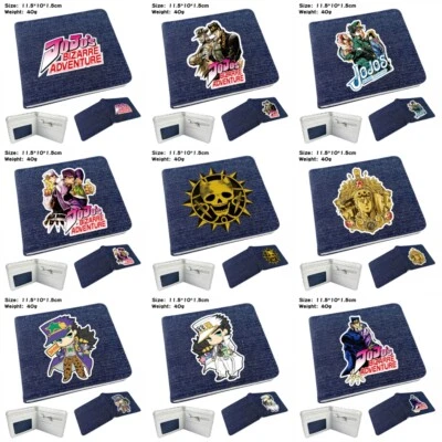 Anime JoJo's Bizarre Adventure Wallet Blue Short Card Photo Coin Men Women Purse - Image 1 of 4