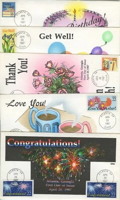 #2267-74 Special Occasions  FDC 5 COLLINS hand-painted cachets. Perfect!!! - Image 1 of 4