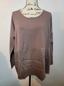 AnyBody Damen Kuschel Strick Oversize Langarm Top mit Satinbesatz Smokey Taupe SM - Bild 1 von 9