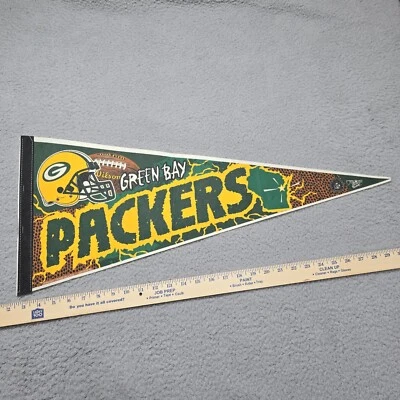 Vintage Green Bay Packers Pennant Football Helmet Green Yellow - Image 1 of 4