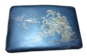 Estuche de cigarrillos japonés pequeño estilo Komai dorado damasceno - Imagen 1 de 12