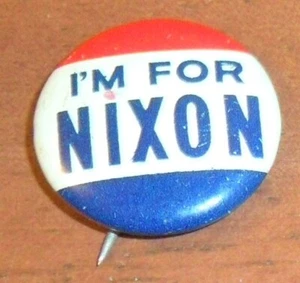 Vintage 1960 I'M For Nixon Political Campaign Pinback Button, 7/8" Durchmesser - Bild 1 von 2