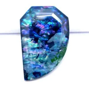 AGL Certified 66.55 Ct Natural Ammolite Fancy Cut Organic Doublet Loose Gemstone - Picture 1 of 8