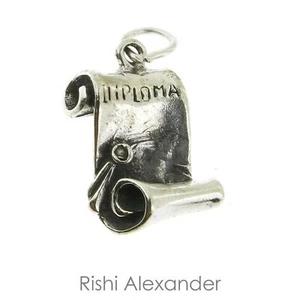 925 Sterling Silver Unrolled Diploma Graduation Charm Made in USA - Picture 1 of 2