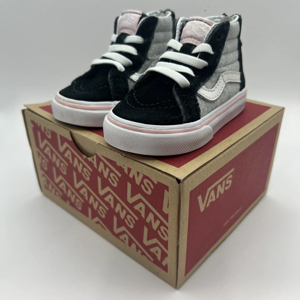 Vans Niños Fuera de la Pared Brillo Dos Tonos Negro Gris Sk8-Hi Cremallera Niño Pequeño Talla 4 Foto 1 de 4