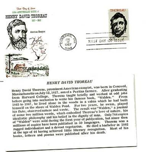 1327 Henry David Thoreau, cubierta de sellos artesanales, CCC, FDC - Imagen 1 de 1