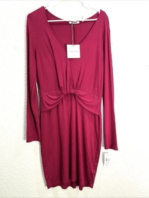 Vestido tejido jersey tres puntos para mujer talla L magenta manga larga torcido frente festivo Foto 1 de 4