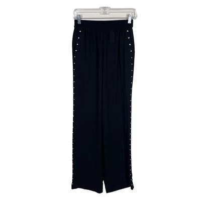 Michael Kors Crystal Studded Pants Size XS Black Crepe Wide Leg - Image 1 of 4