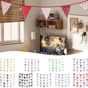 Elegant Vintage Floral Cotton Bunting Banner 10m Length with 36 Triangle Flags - Picture 1 of 85