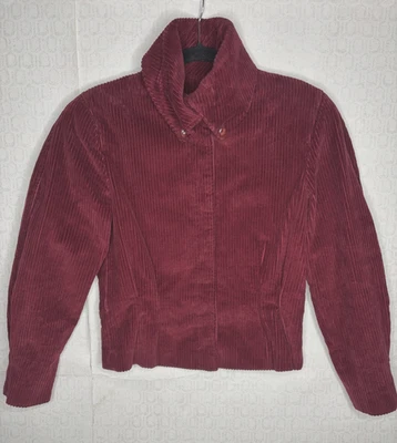 ABRIGO CHAQUETA PEPLUM CROP PANA ROJO BORGOÑA INSPIRADO AÑOS 70 HACE 40 DE COLECCIÓN*XS/S Foto 1 de 4