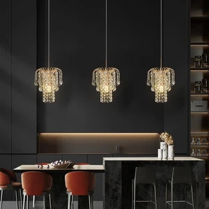 Crystal Pendant Light Fixture Modern Dining Room Chandelier 1-Head Gold Wire ... - Picture 1 of 9