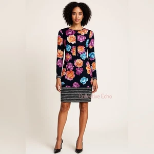 Vestido Vaina Julia Jordan Multicolor Floral Manga Larga Elástico Talla 8 Nuevo con Etiquetas - Imagen 1 de 9