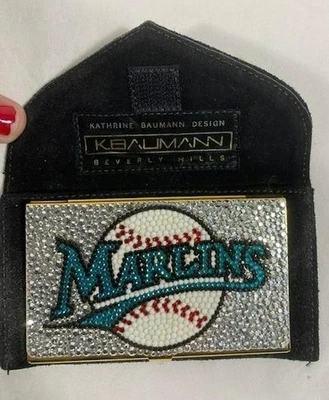 KATHRINE BAUMANN MIAMI MARLINS BASEBALL CRISTAL JOIA CARTÃO DE VISITA PORTA-CARTÃO - Imagem 1 de 4