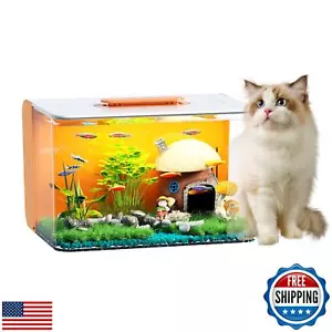 Betta Small Fish Tank Kit, 2.5 Gallon Self Cleaning Aquarium with Filter, Sil - Picture 1 of 5