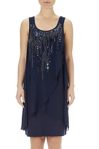 Wallis DAMEN blau tinte verziert 2 in 1 Kleid Größe 10 UVP £48 - GROSSER AUSVERKAUF!! - Bild 1 von 3