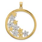 Gift For Mothers Day 14K Two-Tone Gold Stars In Round Frame Charm Pendant 2.99G